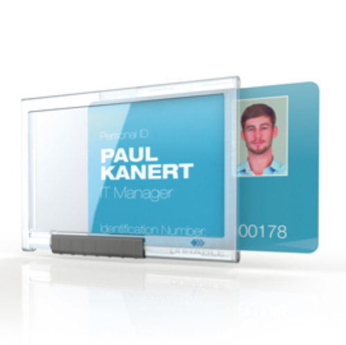 10 PORTABADGE PUSHBOX MONO per 1 TESSERA 54X87mm Durable